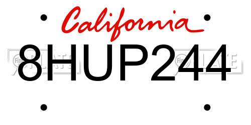 8HUP244 California License Plate
