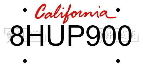8HUP900 California License Plate