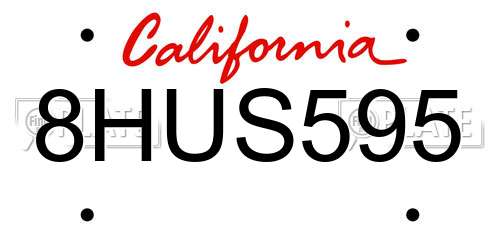 8HUS595 California License Plate