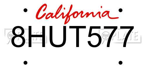8HUT577 California License Plate