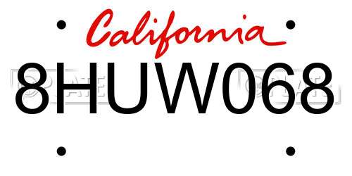 8HUW068 California License Plate