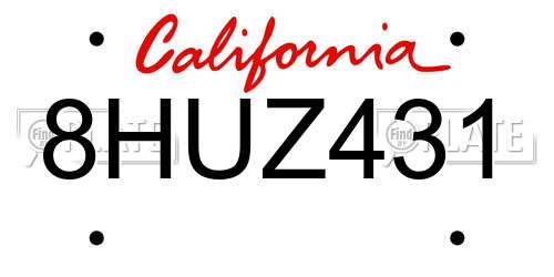 8HUZ431 California License Plate