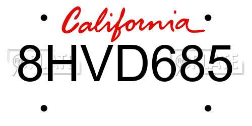 8HVD685 California License Plate