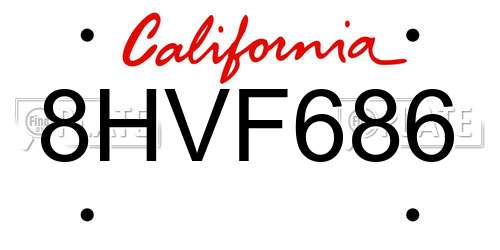 8HVF686 California License Plate