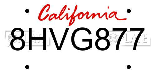8HVG877 California License Plate