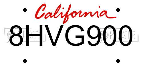 8HVG900 California License Plate