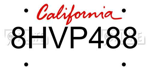 8HVP488 California License Plate