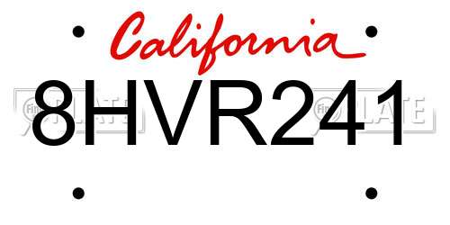 8HVR241 California License Plate