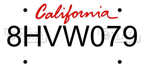 8HVW079 California License Plate