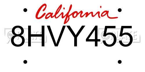 8HVY455 California License Plate