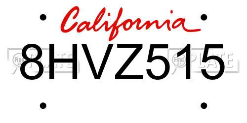 8HVZ515 California License Plate