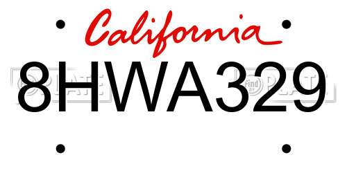 8HWA329 California License Plate