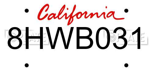 8HWB031 California License Plate