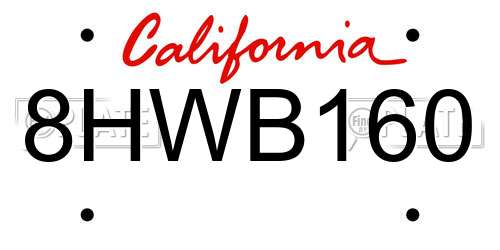 8HWB160 California License Plate