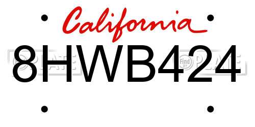 8HWB424 California License Plate
