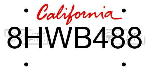 8HWB488 California License Plate