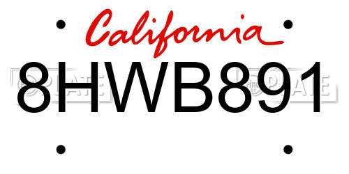 8HWB891 California License Plate