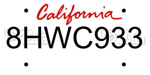 8HWC933 California License Plate