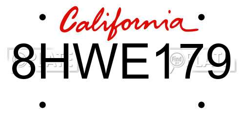 8HWE179 California License Plate