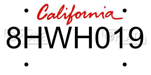 8HWH019 California License Plate