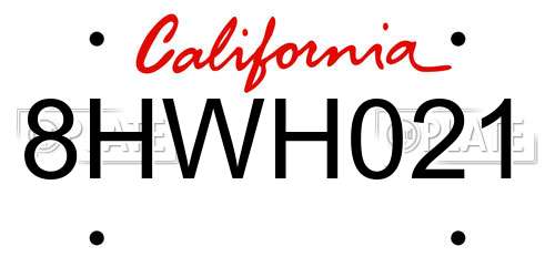 8HWH021 California License Plate