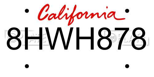 8HWH878 California License Plate