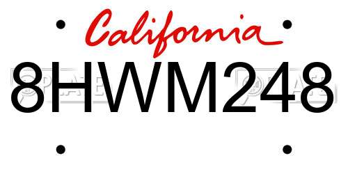 8HWM248 California License Plate
