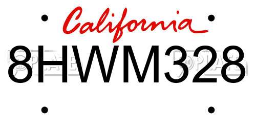 8HWM328 California License Plate