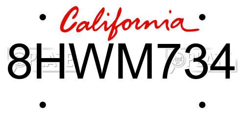 8HWM734 California License Plate