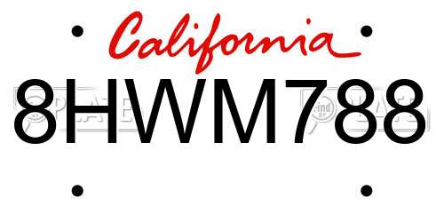 8HWM788 California License Plate
