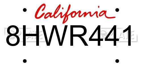 8HWR441 California License Plate