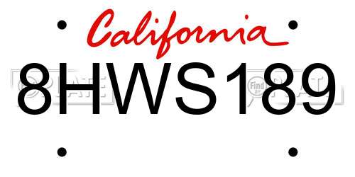 8HWS189 California License Plate