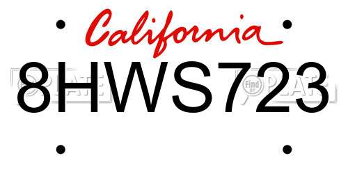 8HWS723 California License Plate