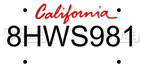 8HWS981 California License Plate