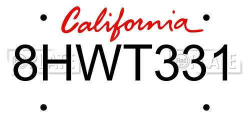 8HWT331 California License Plate