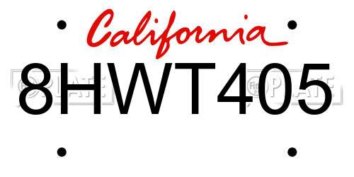 8HWT405 California License Plate