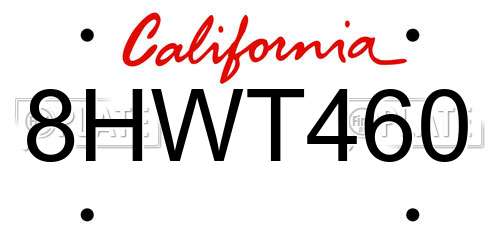 8HWT460 California License Plate