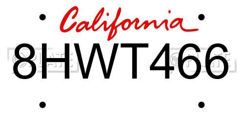 8HWT466 California License Plate