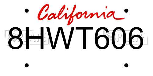 8HWT606 California License Plate