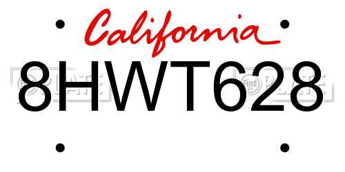 8HWT628 California License Plate