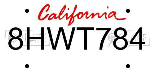 8HWT784 California License Plate