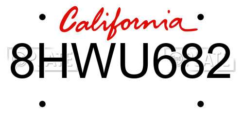 8HWU682 California License Plate