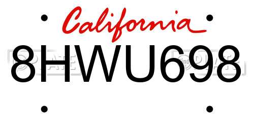 8HWU698 California License Plate