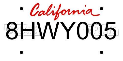 8HWY005 California License Plate