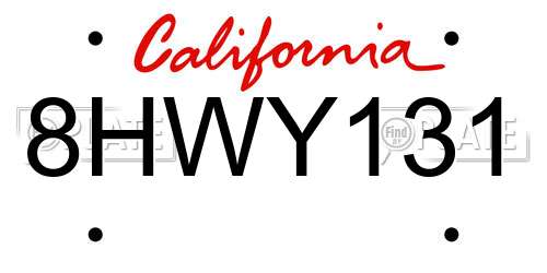 8HWY131 California License Plate