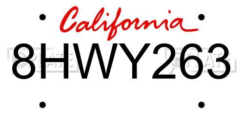 8HWY263 California License Plate