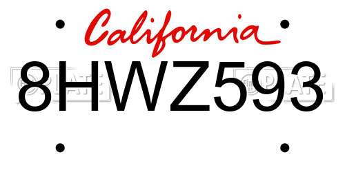 8HWZ593 California License Plate