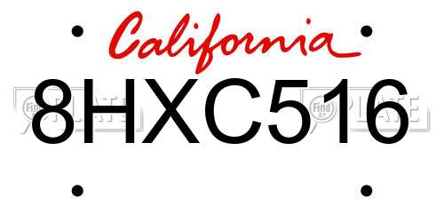 8HXC516 California License Plate
