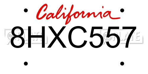 8HXC557 California License Plate