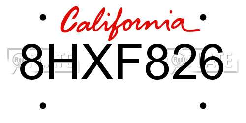 8HXF826 California License Plate
